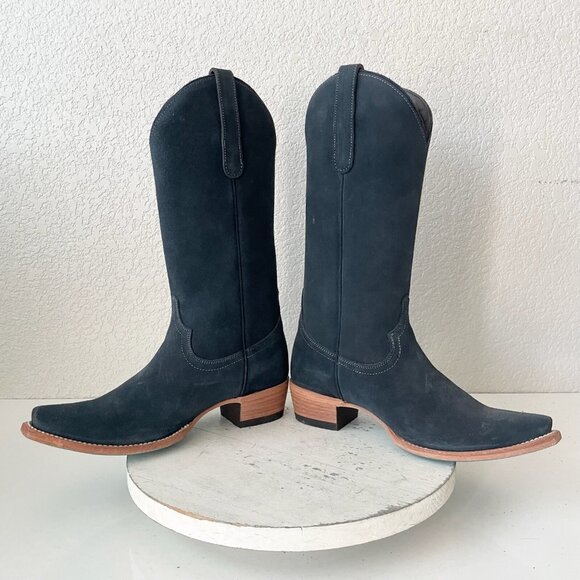 Lane EMMA JANE Womens Cowboy Boots 7.5 Navy Suede Western Cowgirl Mid Calf Tall - Picture 8 of 12